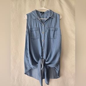 Jones New York Light Blue Denim Top